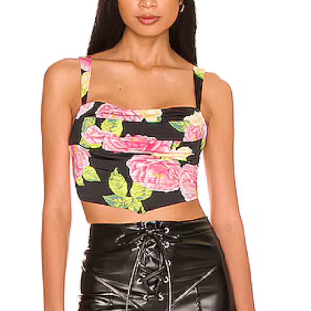 AFRM Vana Top in Noir Bouquet